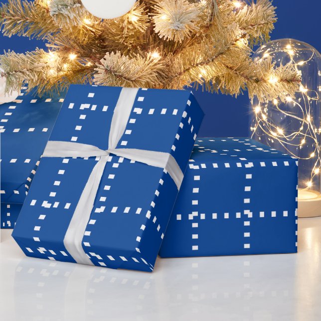 Blue and White Simple Minimal Wrapping Paper (Holidays)