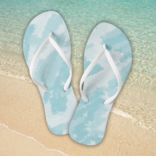 Blue and White Sky Pattern Flip Flops