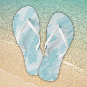 Blue and White Sky Pattern Flip Flops