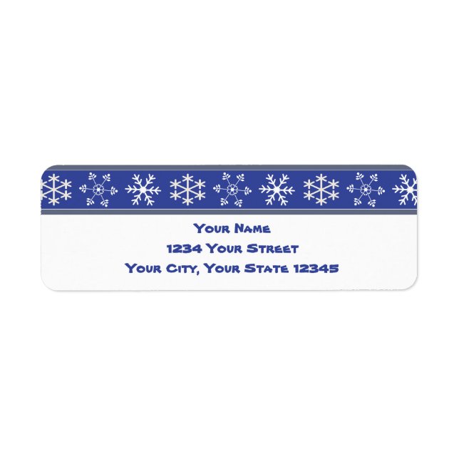 Blue and White Snowflake Address Label #HolidayZ (Front)