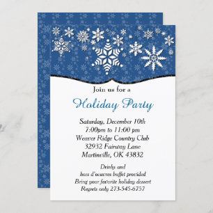Blue and White Snowflake Christmas Invitation