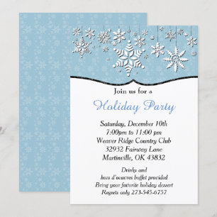 Blue and White Snowflake Christmas Invitation