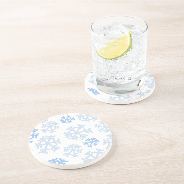 Blue and White Snowflake Coaster (Side)