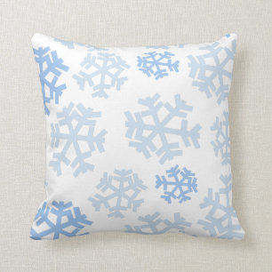 Blue and White Snowflake Cushion