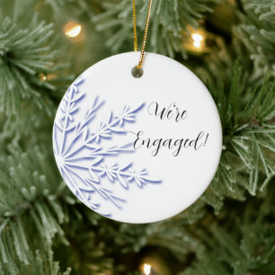 Blue and White Snowflake Engagement Ceramic Tree Decoration