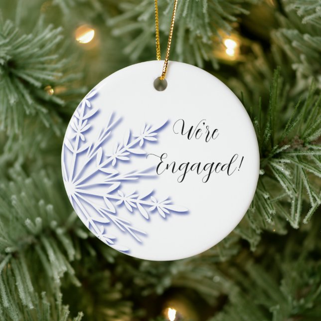 Blue and White Snowflake Engagement Ceramic Tree Decoration (Tree)