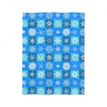 Blue and White Snowflake Fleece Blanket