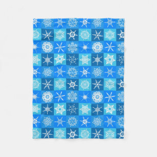 Blue and White Snowflake Fleece Blanket