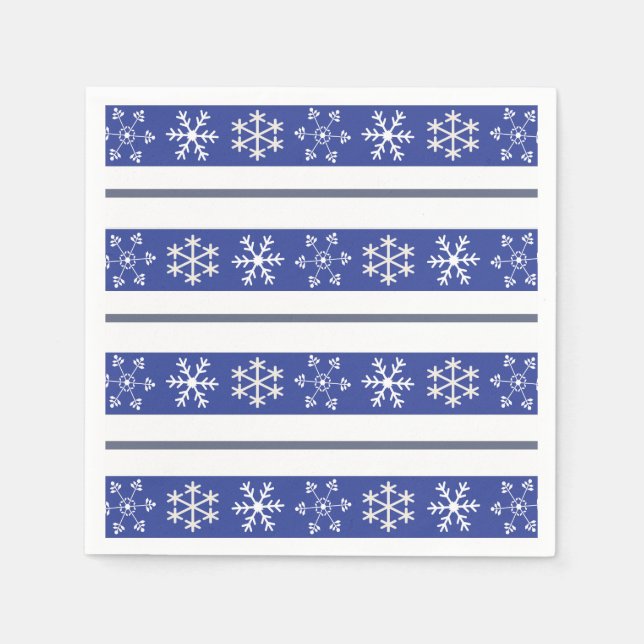 Blue and White Snowflake Napkins (Front)