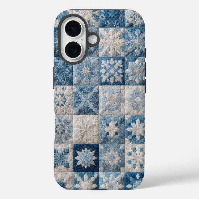 Blue and White Snowflake Quilt Case-Mate iPhone Case (Back)