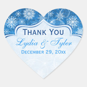 Blue and White Snowflake Wedding Favour Sticker