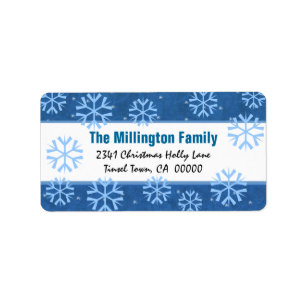 Blue and White  Snowflakes and Vintage Holly Label