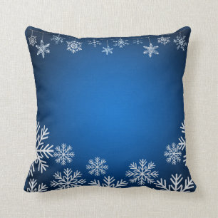 Blue and White Snowflakes Christmas Cushion