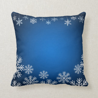 Blue and White Snowflakes Christmas Cushion