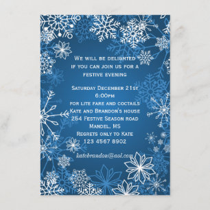 Blue and white snowflakes Christmas Party Invitation