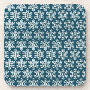 Blue and white snowflakes coaster