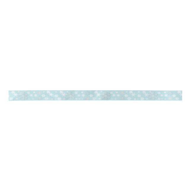 Blue and White Snowflakes Holiday Ribbon Satin Ribbon (Front)