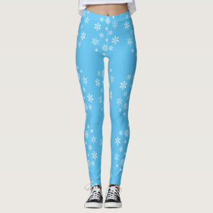 Blue and White Snowflakes Leggings