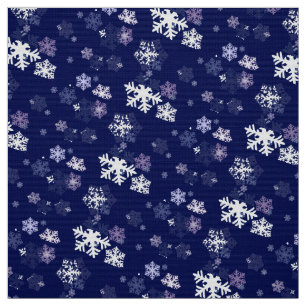 Blue and White Snowflakes On Dark Blue Ground Fabric
