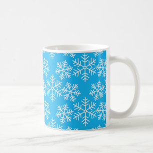 Blue and White Snowflakes Pattern Christmas Coffee Mug