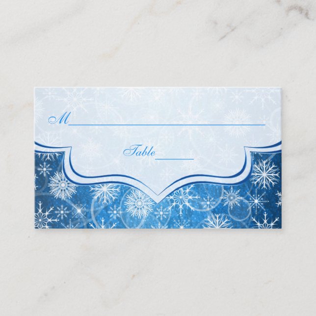 Blue and White Snowflakes Placecards (Front)
