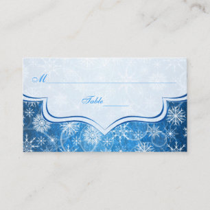 Blue and White Snowflakes Placecards