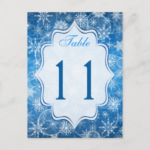 Blue and White Snowflakes Table Number Card