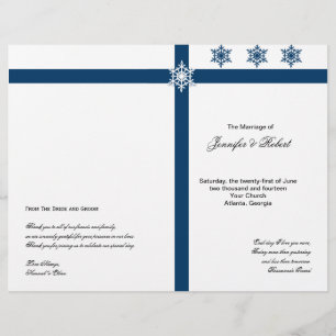 Blue and White Snowflakes Wedding Program