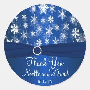 Blue and White Snowflakes Wedding Sticker