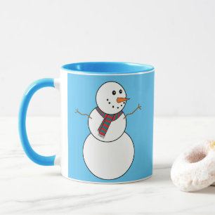 Blue and White Snowman Print Coffee Mug 