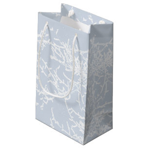 Blue and White Snowy Branches Holiday Small Gift Bag
