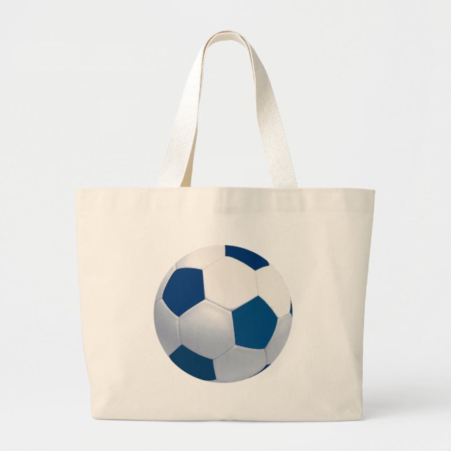 Blue and White Soccer Ball Canvas Bag (Front)