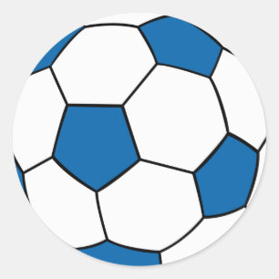 blue and white soccer ball classic round sticker