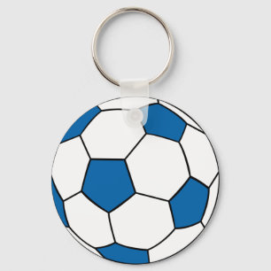 blue and white soccer ball key ring