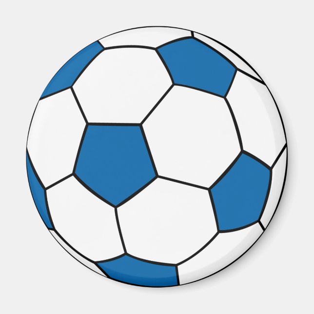blue and white soccer ball magnet (Front)