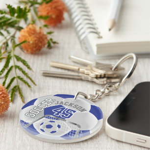 Blue and White Soccer ⚽ Ball Sport  Keychain