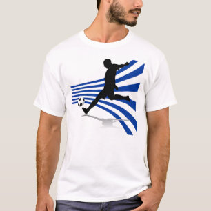 Blue and White Soccer Player T-Shirt