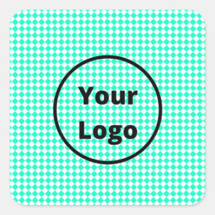 Blue and white solid diamond pattern square sticker