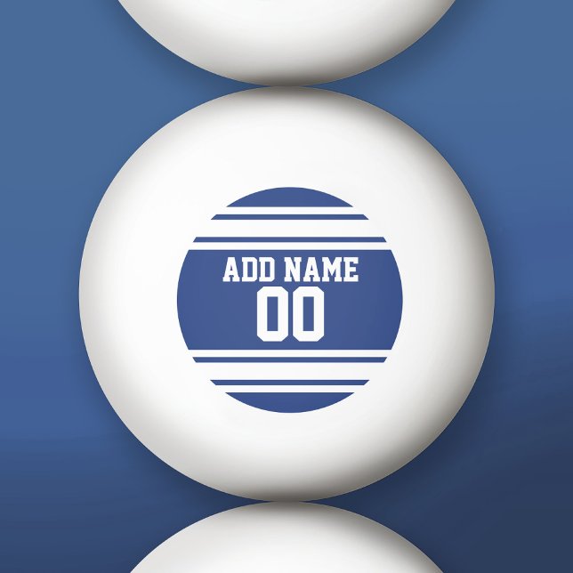 Blue and White Sports Jersey Custom Name Number Ping Pong Ball (Custom Ping Pong Balls)