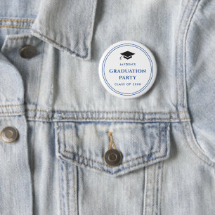 Blue and White Sporty Graduation Party 6 Cm Round Badge