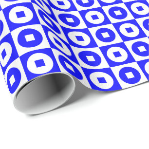 Blue and White Square Circle Wrapping Paper