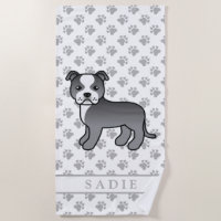 Blue And White Staffie Cute Cartoon Dog & Name