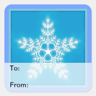 Blue and White Star Snowflake Gift Tag
