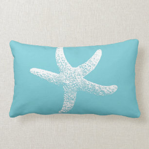 Blue and White Starfish Accent Pillow