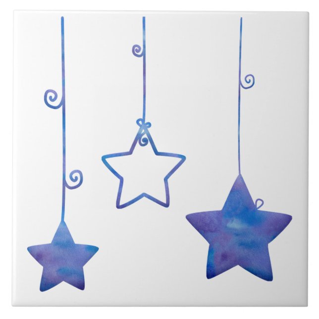 Blue and White Stars Tile (Front)