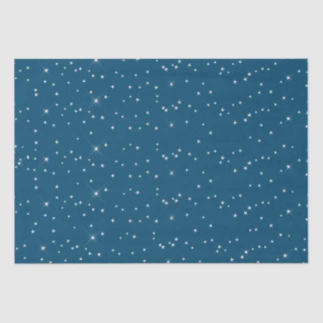 Blue and White Stars  Tissue Paper (Front)