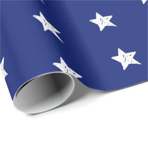 Blue and White Stars Wrapping Paper