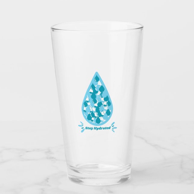 Blue and white Stay Hydrated Glass (Front)