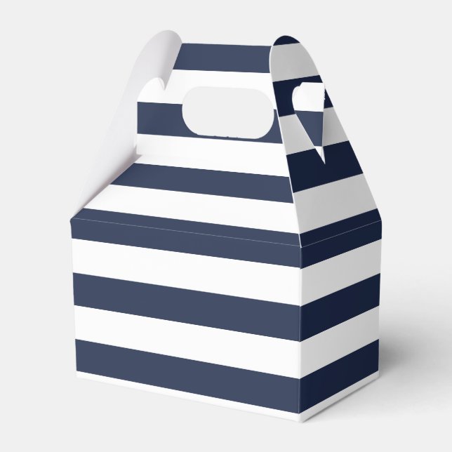 Blue And White Stripe Nautical Wedding Party Favou Favour Box (Front Side)