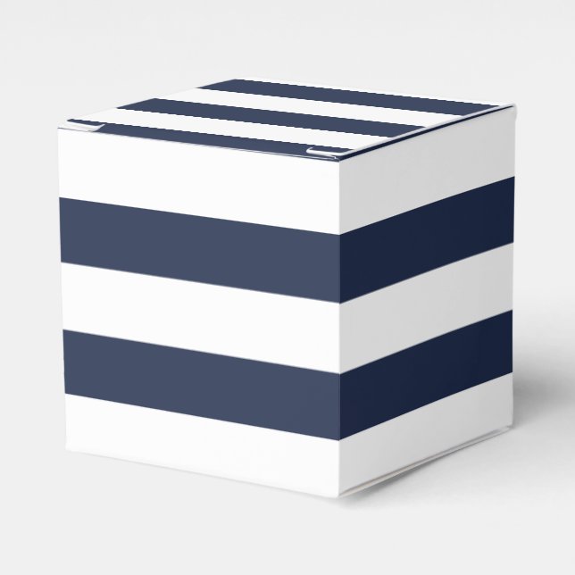 Blue And White Stripe Nautical Wedding Party Favou Favour Box (Front Side)